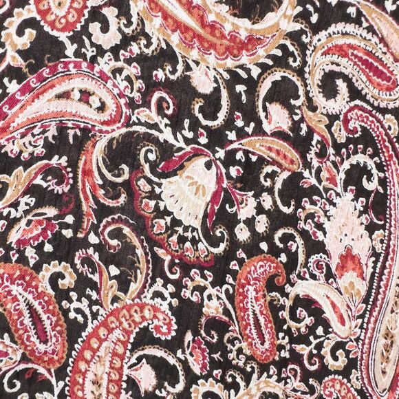 J Jill Ruffled Crepe Rayon Paisley Blouse Womens Large Red Black Boho Artsy - Picture 8 of 14